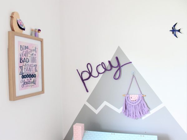 play knitted neon sign in purple