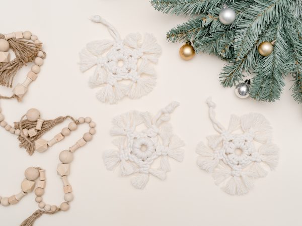 Natural Macrame Snow Flake Christmas Decoration